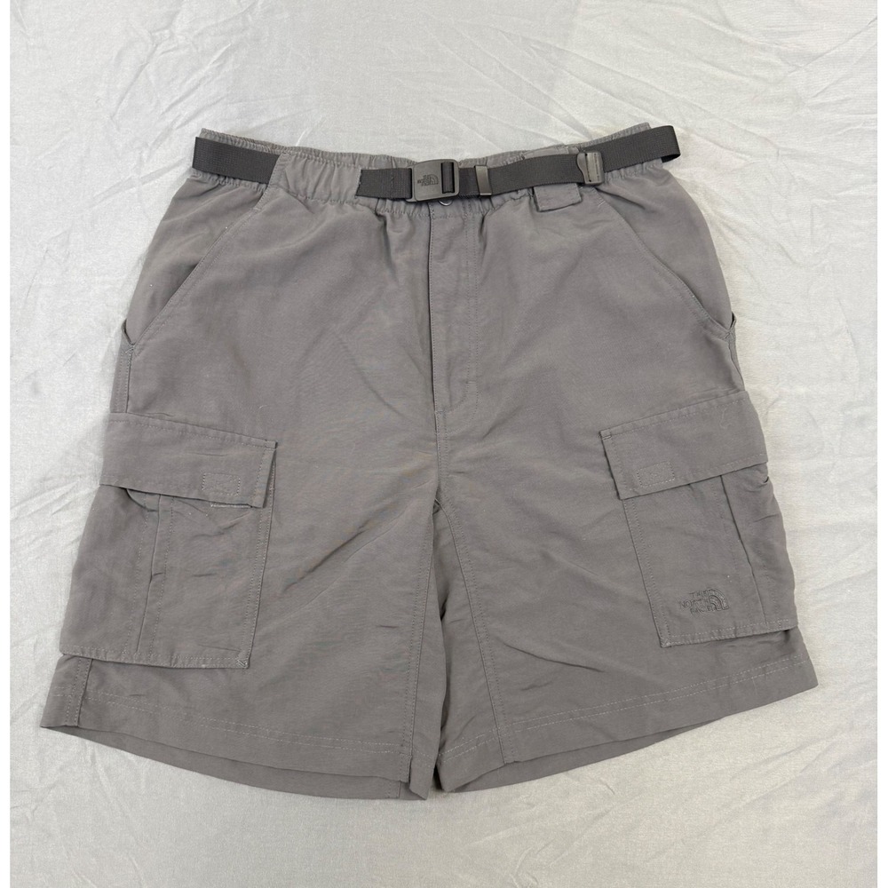 The North Face Mens Gray Nylon Belted Cargo Hiking Shorts Size Medium 100% Nylon